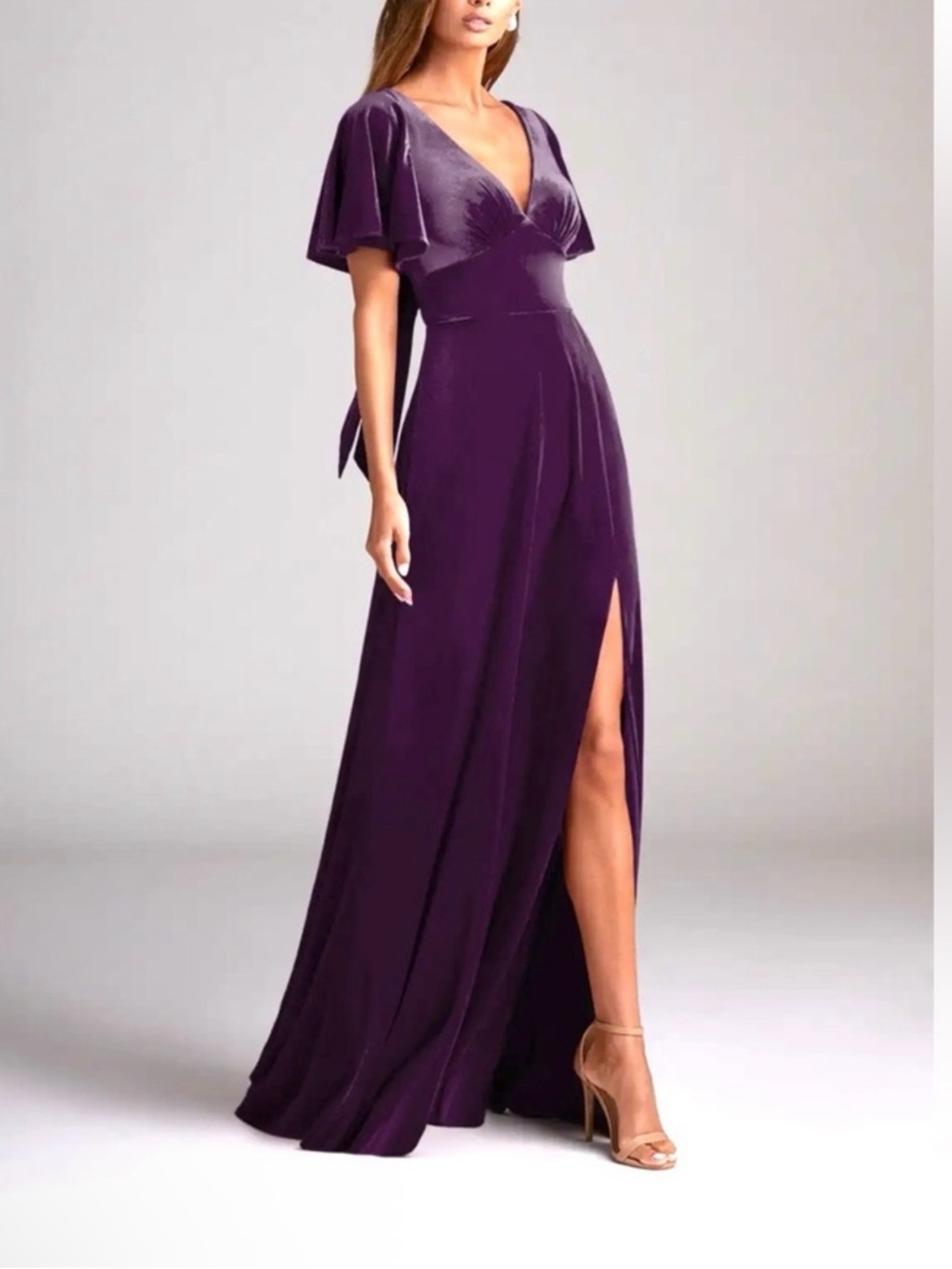 Azazie Kimber Grape Aline Velvet Dress Plus Size 24 New